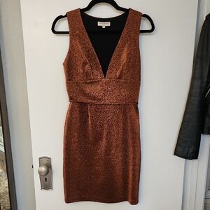 Opening Ceremony Copper Glitter Mini Dress